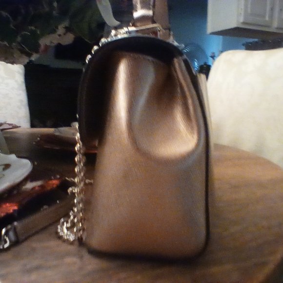 Kate Spade Top Handle Mini Satchel Metallic Leather Crossbody - Picture 4 of 6